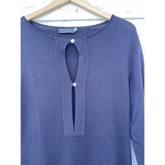 Giordano Ladies Dress Black Knit Open Front Classic Long Sleeve Midi - Picture 2 of 5